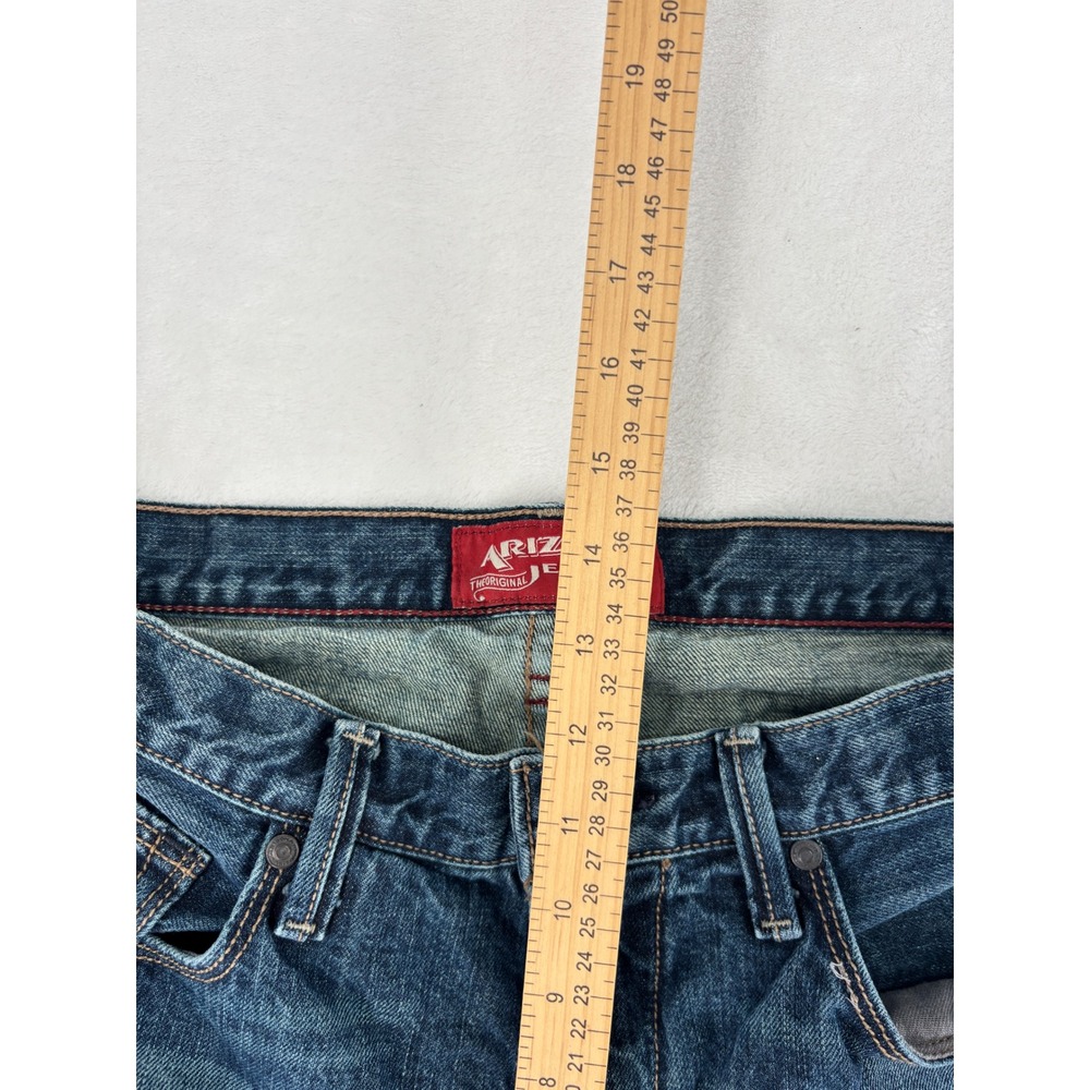 Arizona Jean Co Slim Straight Mens 33x34 Blue Dark Wash Denim Jeans - Picture 8 of 12